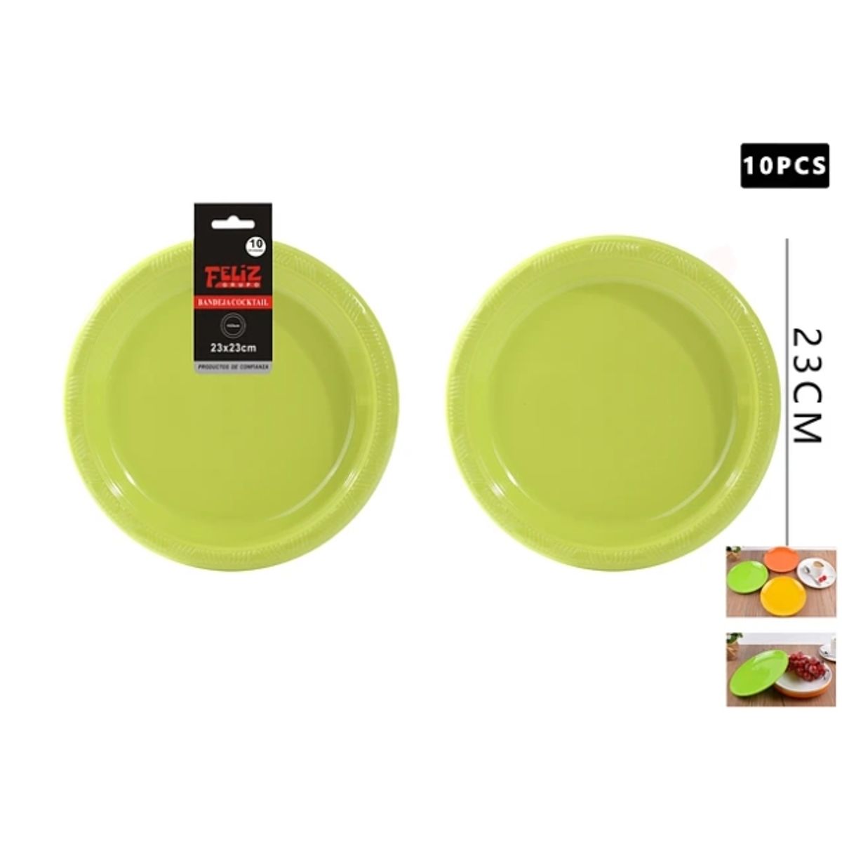 GENERICO - Plato Plástico Redondo Verde 23Cm