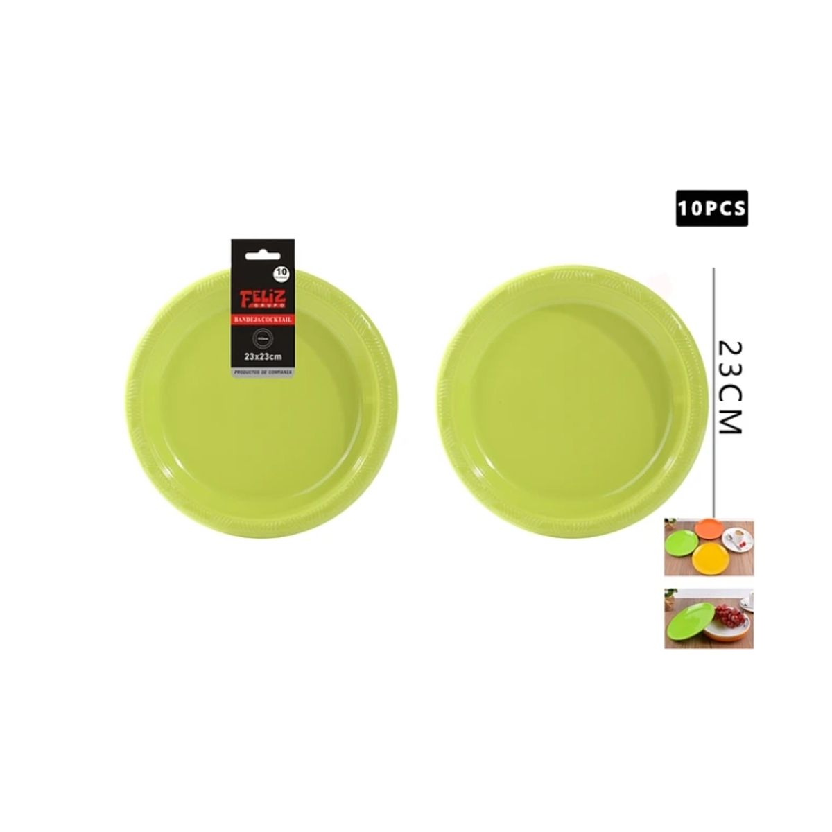 GENERICO - Plato Plástico Redondo Verde 23Cm