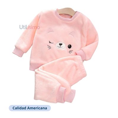 Imagen 2 del producto Set Invierno 2 Piezas Buzo Niña Gato Rosa Claro