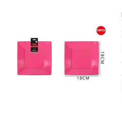 GENERICO - Plato Plástico Cuadrado Fucsia 18Cm