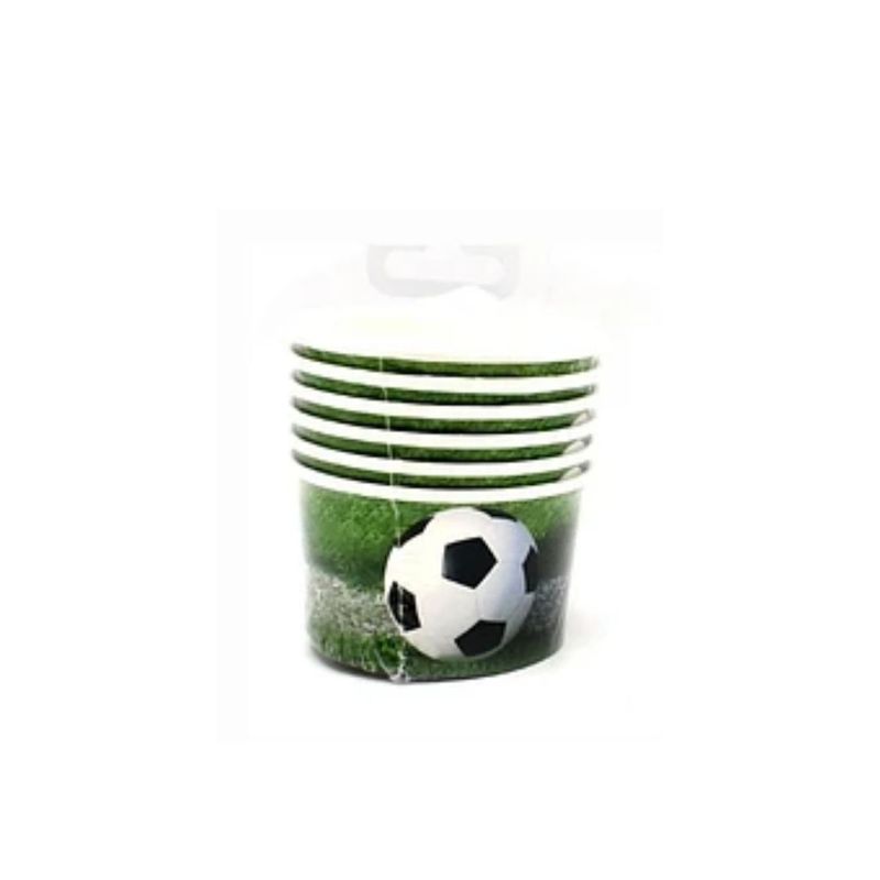 GENERICO - Vaso De Cartón Para Postre Fútbol 6pcs 8x5x7cm