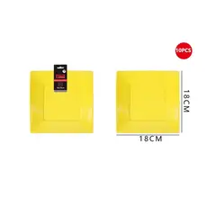 GENERICO - Plato Plástico Cuadrado Amarillo 18Cm