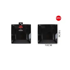 GENERICO - Plato Plástico Cuadrado Negro 18Cm
