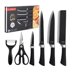 GENERICO - Kit Set De Cuchillos Juego 6 piezas mango antiresbalante