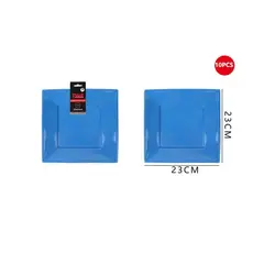 GENERICO - Plato Plástico Cuadrado Azul 23Cm