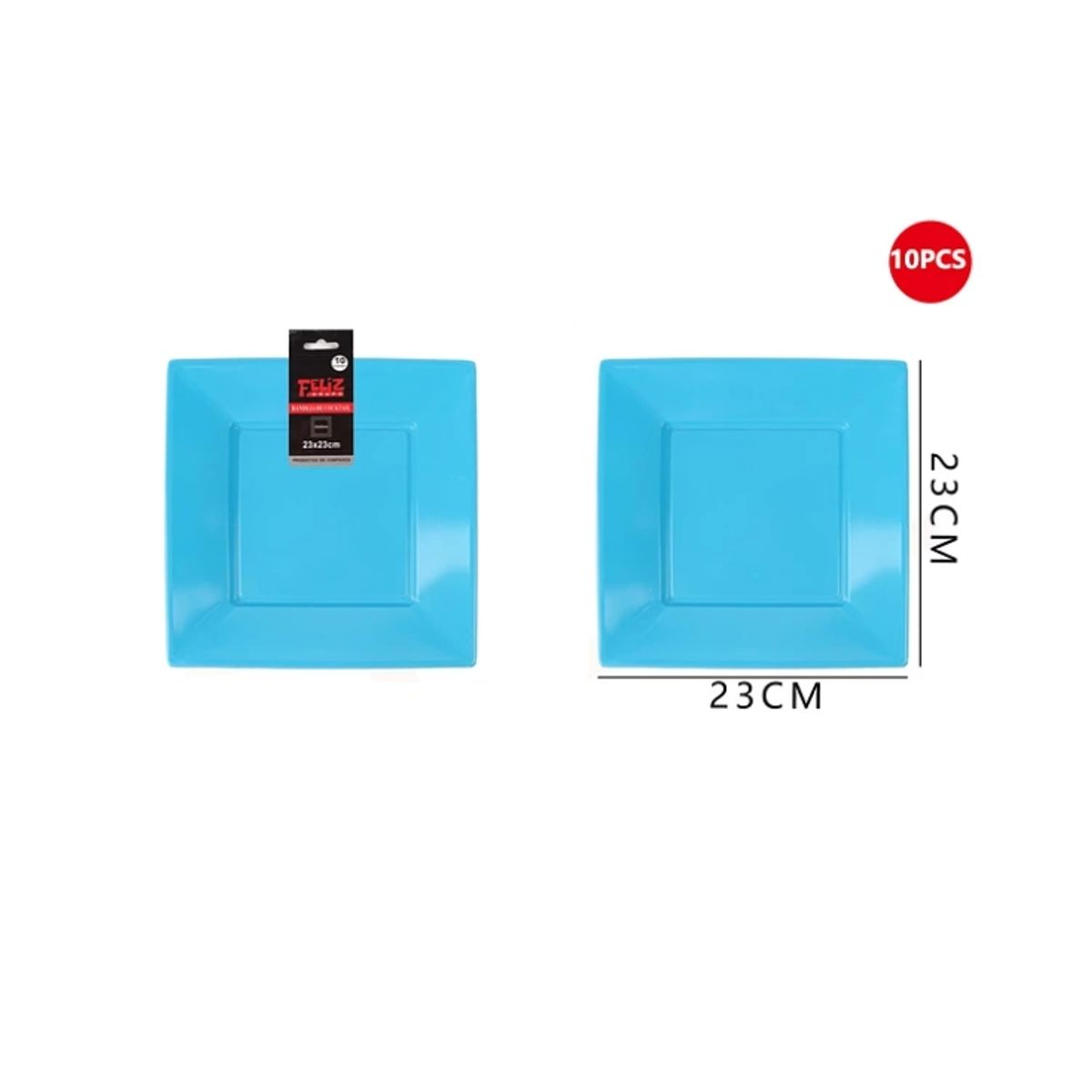 GENERICO - Plato Plástico Cuadrado Celeste 23Cm