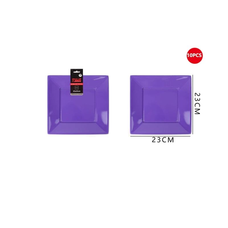 GENERICO - Plato Plástico Cuadrado Morado 23Cm