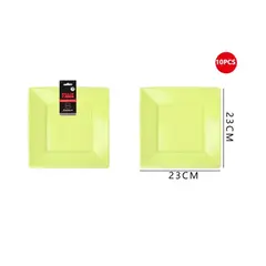 GENERICO - Plato Plástico Cuadrado Verde 23Cm