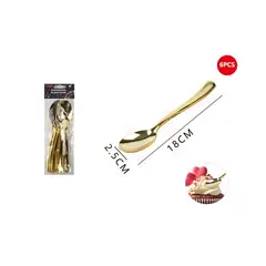 GENERICO - Cucharas Plásticas Doradas 6 Pcs