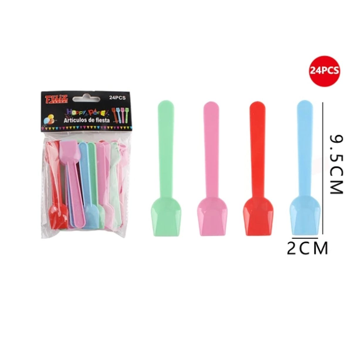 GENERICO - Cuchara De Helado Multicolor 24 Pcs
