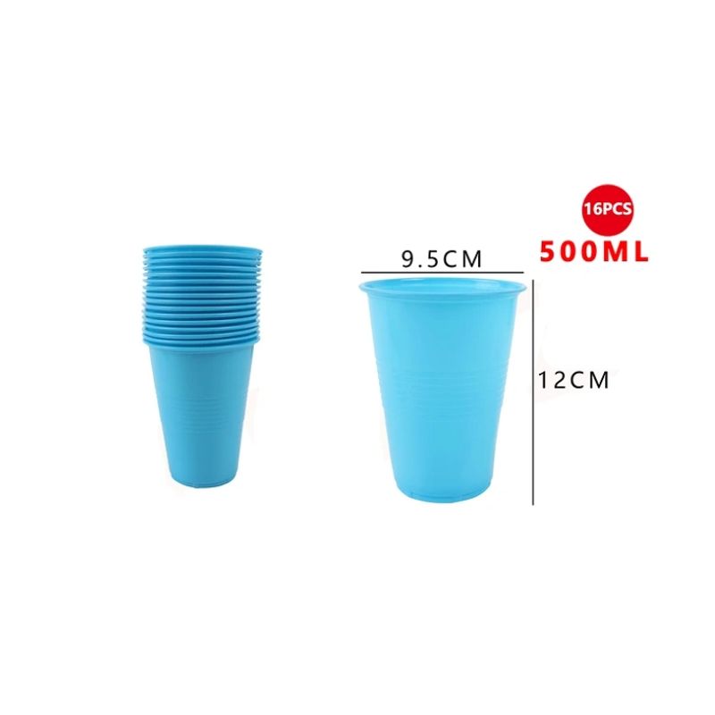 GENERICO - Vasos Plásticos Celeste 16 Pcs