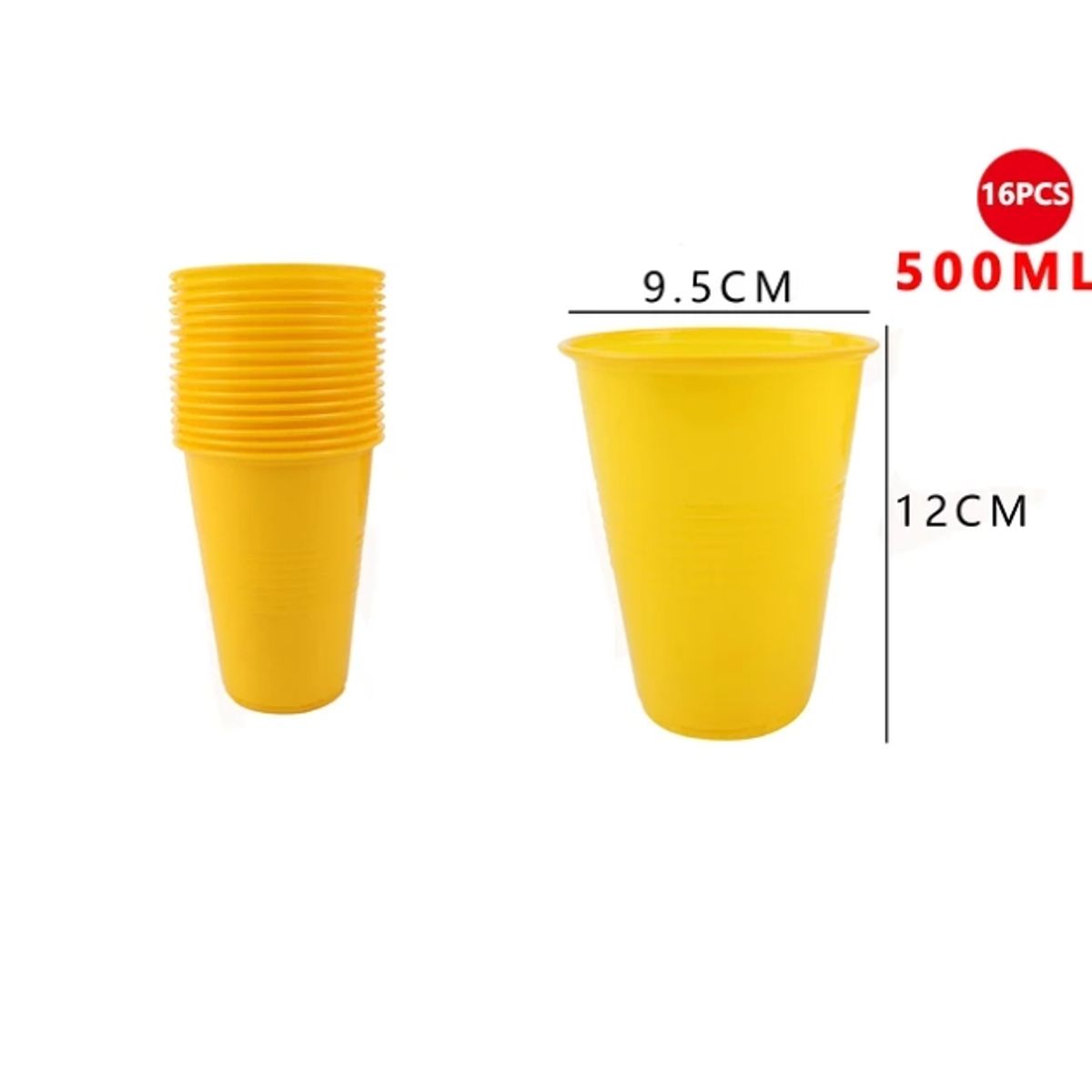 GENERICO - Vasos Plásticos Amarillo 16 Pcs