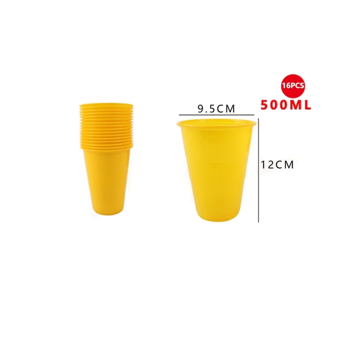 GENERICO - Vasos Plásticos Amarillo 16 Pcs