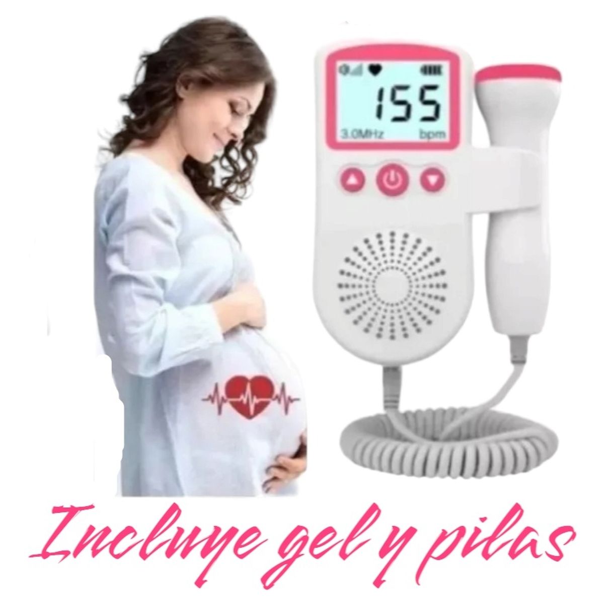 GENERICO - Monitor Fetal Doppler Latidos Corazón de Bebé + Pilas + Gel