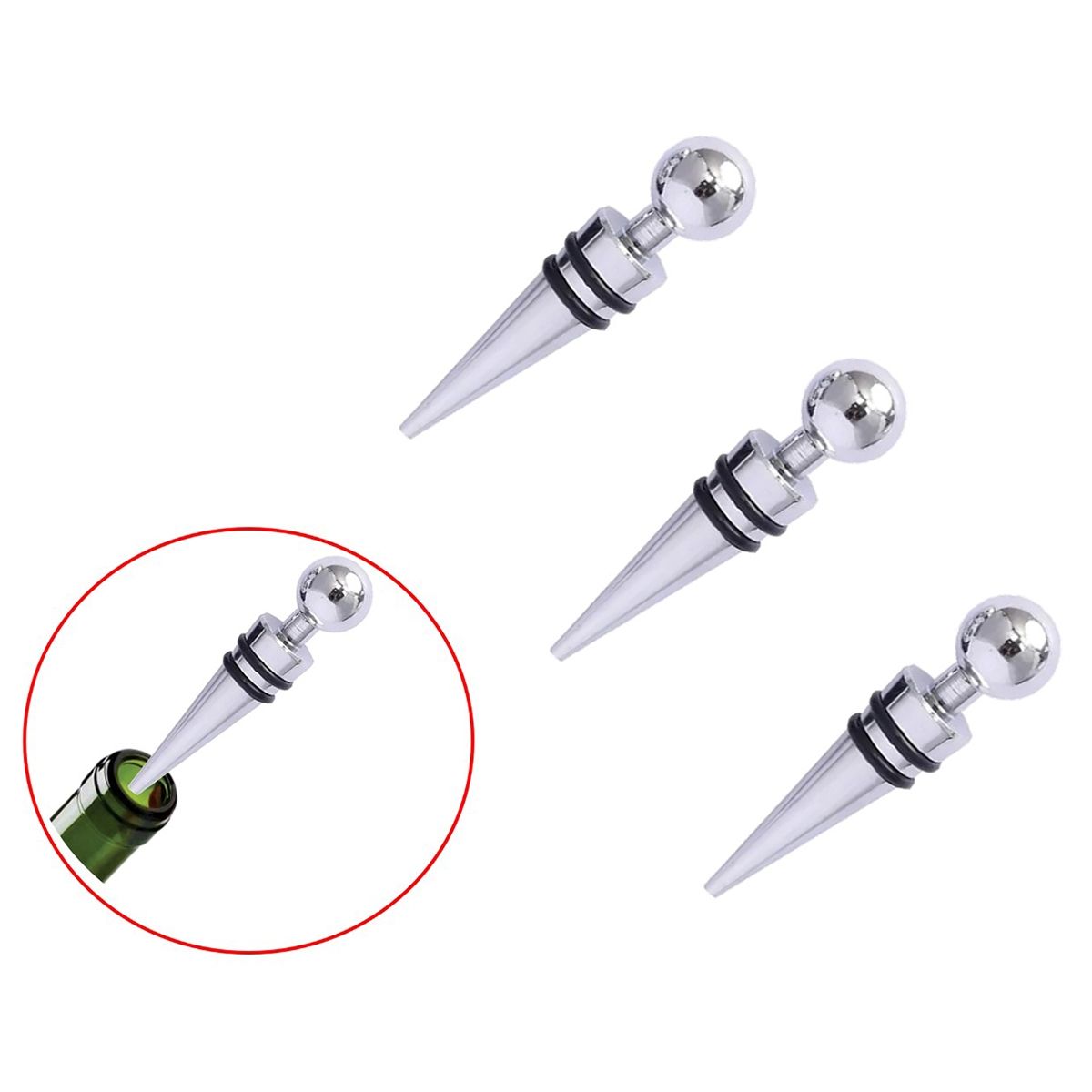 GENERICO - Tapa Vino Tapon Corcho Espumante Champaña Botella Set X 3