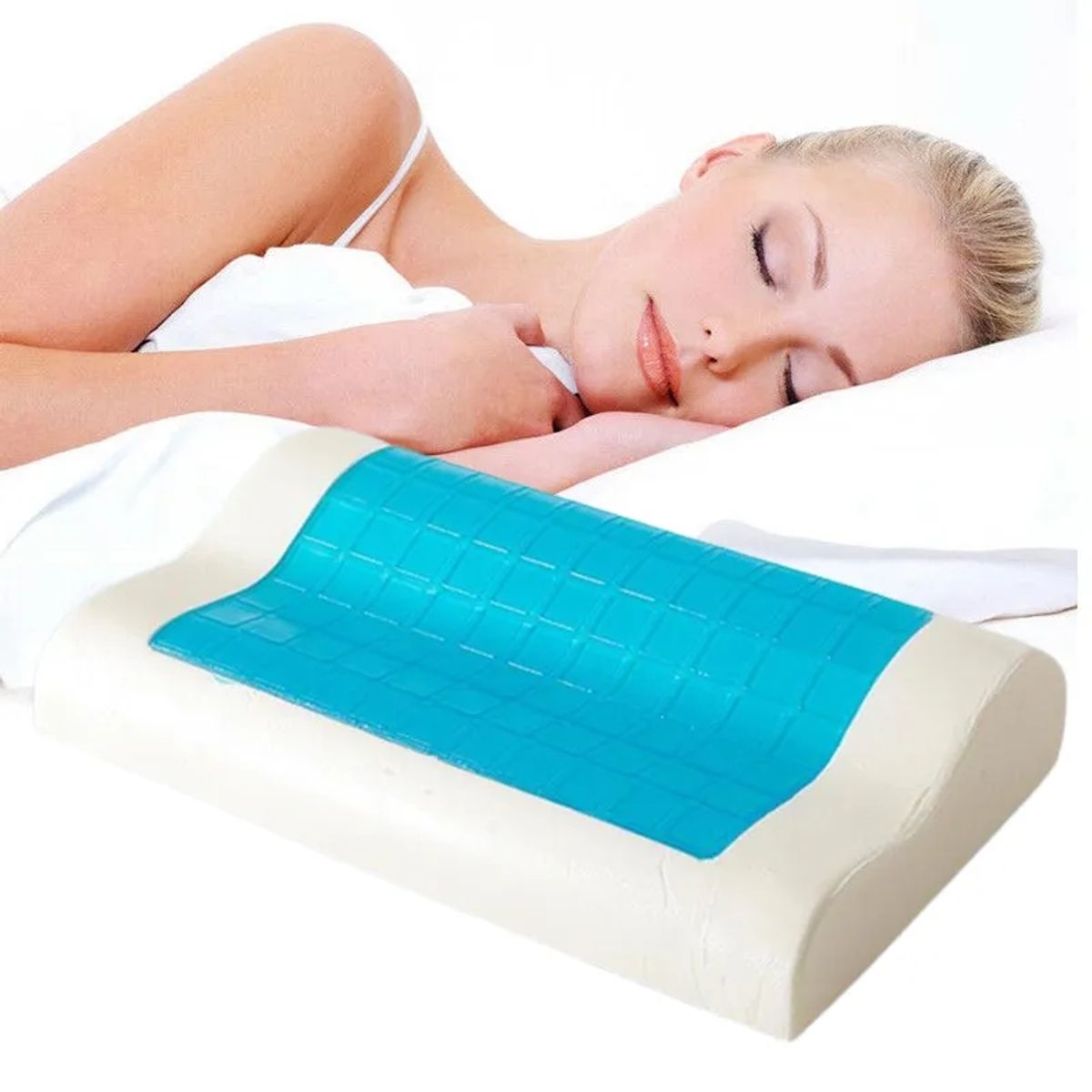 GENERICO - Almohada Cervical Ergonómica Memory Foam Gel 60cmx35cm Mayor Comodidad