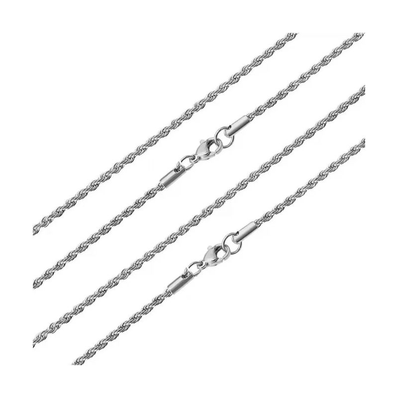 GENERICO - Collar Cadena Hombre Acero Inoxidable Torbillon 2mm 50-60cm