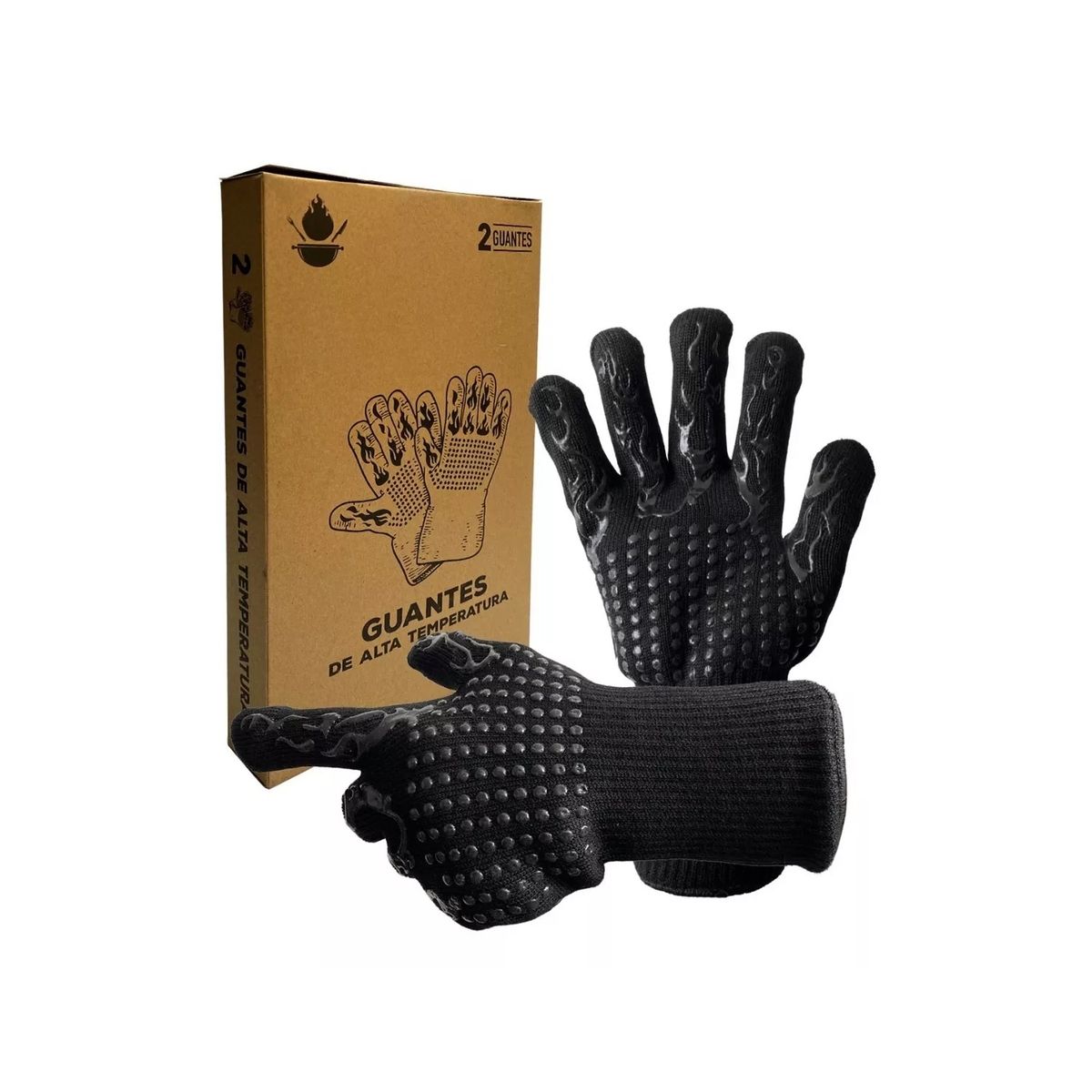GENERICO - Pack Set Guantes Alta Temperatura + 2 Garras De Oso Parrilla
