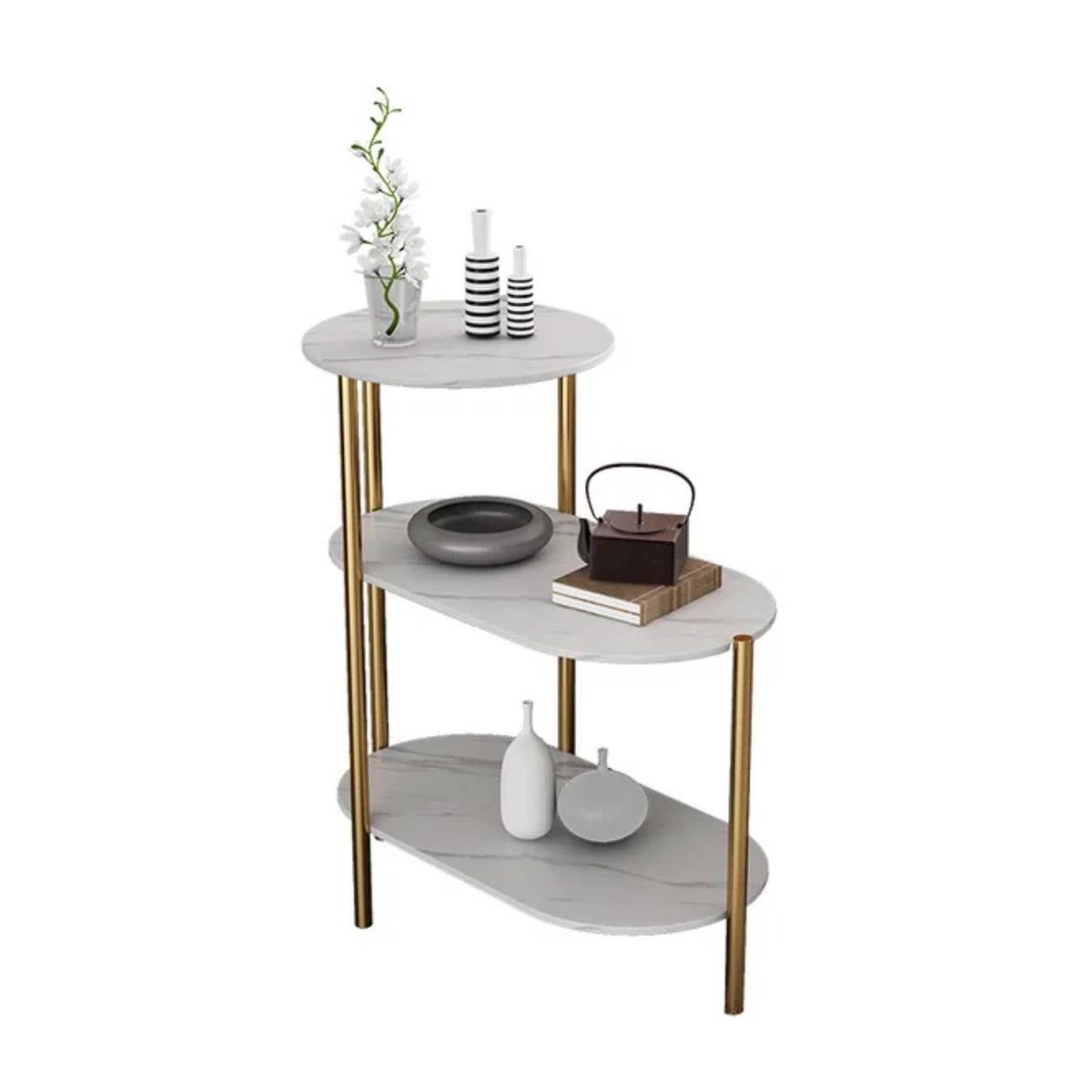 GENERICO - Mesa Centro 3 Niveles Mesa Auxiliar Decorativa Mesa Lateral de lujo