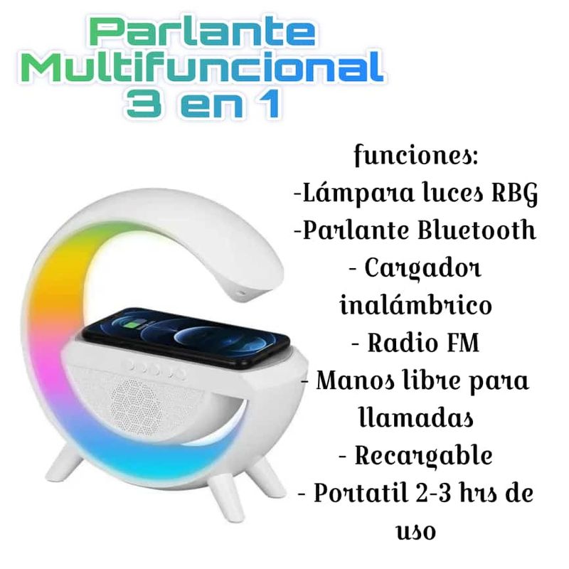 GENERICO - Cargador Inalambrico Parlante Lampara G luces LED