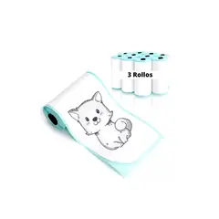 GENERICO - 3 Rollos Papel Adhesivo Continuo Impresora Térmica Blancos