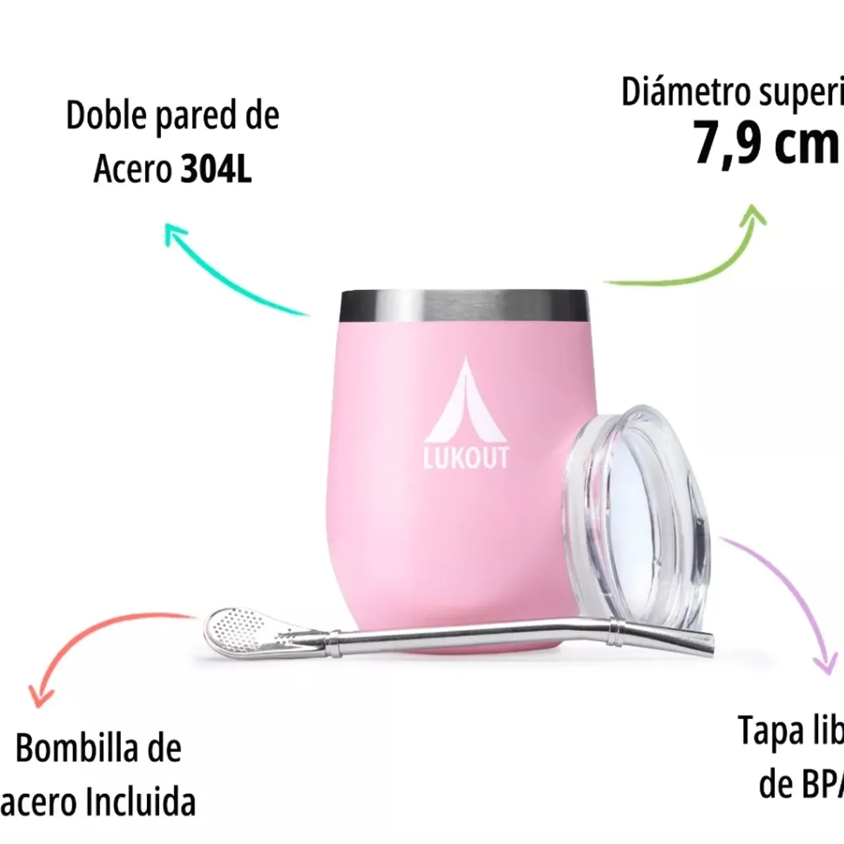 GENERICO - Mate Lukout 350 Ml + Bombilla Mate