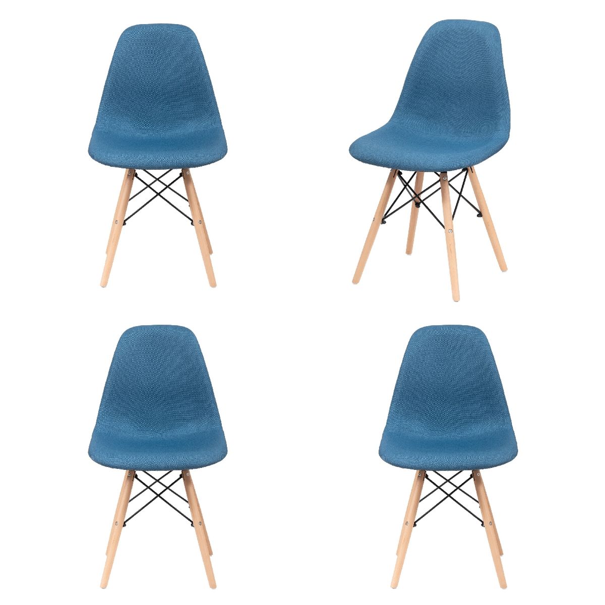 WHITE MARKET - Pack x 4 Sillas eames tela Azul