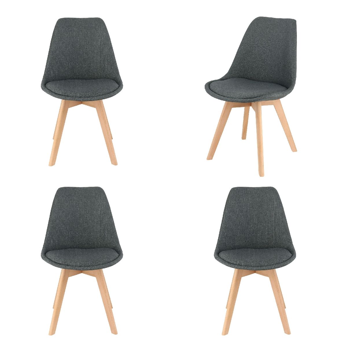 WHITE MARKET - Pack x 4 Sillas eames Tulip tela gris