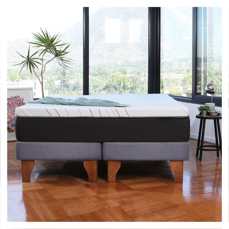 LATAM HOME - CAMA ZEN TOP FOAM SOFT LINO GRIS OSCURO 2PZA