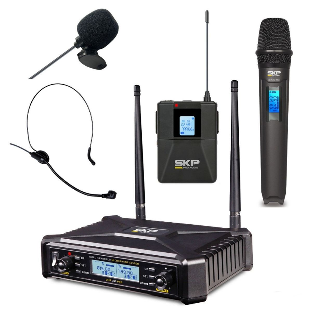 SKP - Set Microfono Vocal Dinamico Inalambrico SKP UHF 700 Pro