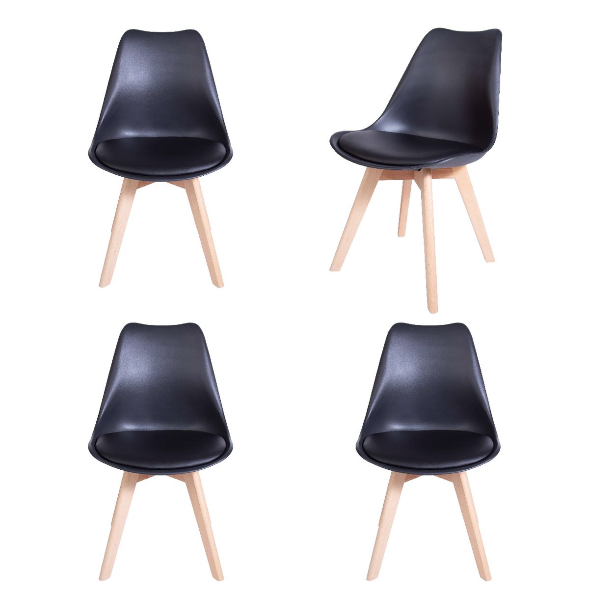 WHITE MARKET - Pack x 4 Sillas Eames Tulip negra