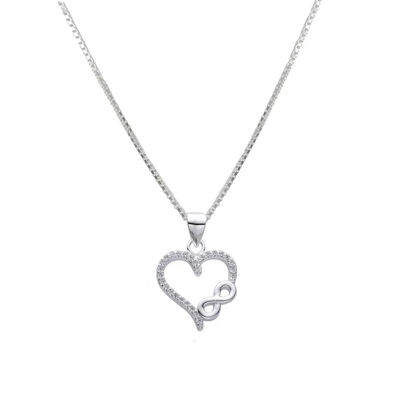 ANDREA COGGIOLA JOYAS - Collar Corazón Infinito Circón Plata Fina 925