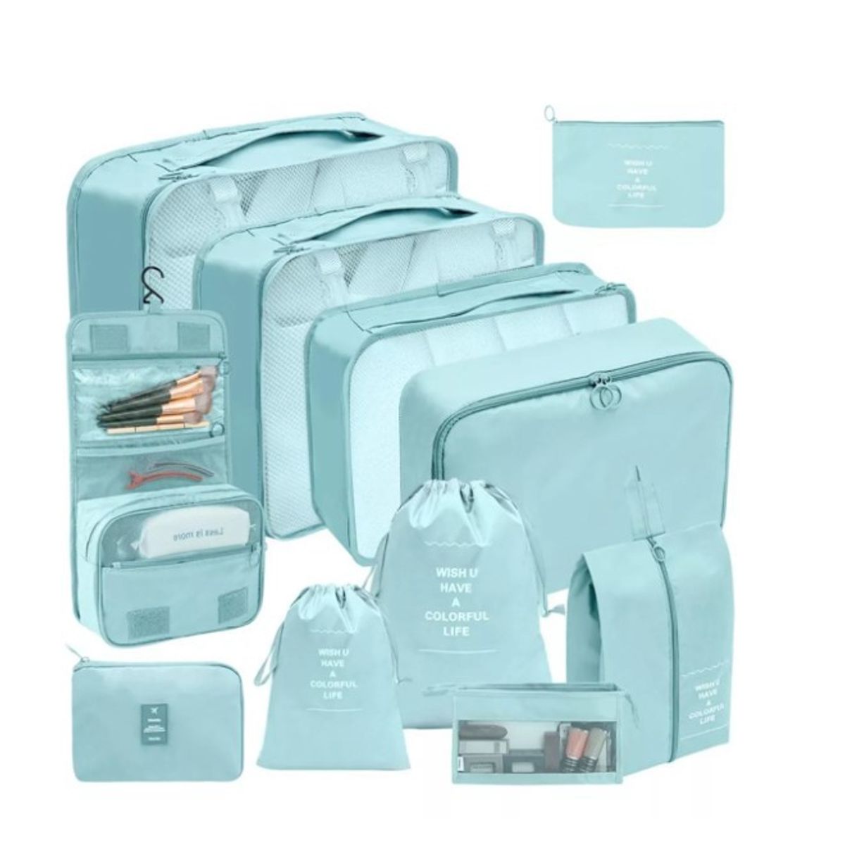 GENERICO - Set11 Organizadores De Equipaje De Viaje Bolsa Ropa Interior Celeste