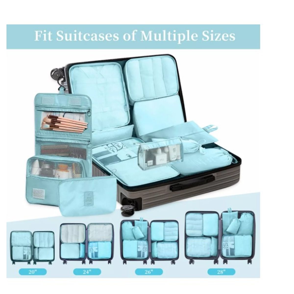 GENERICO - Set11 Organizadores De Equipaje De Viaje Bolsa Ropa Interior Celeste