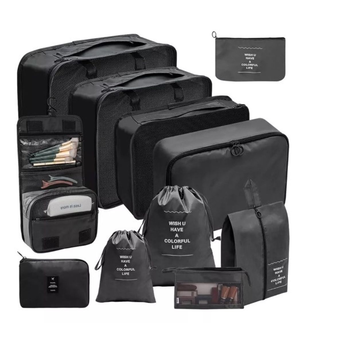 GENERICO - Set11 Organizadores De Equipaje De Viaje Bolsa Ropa Interior Negro