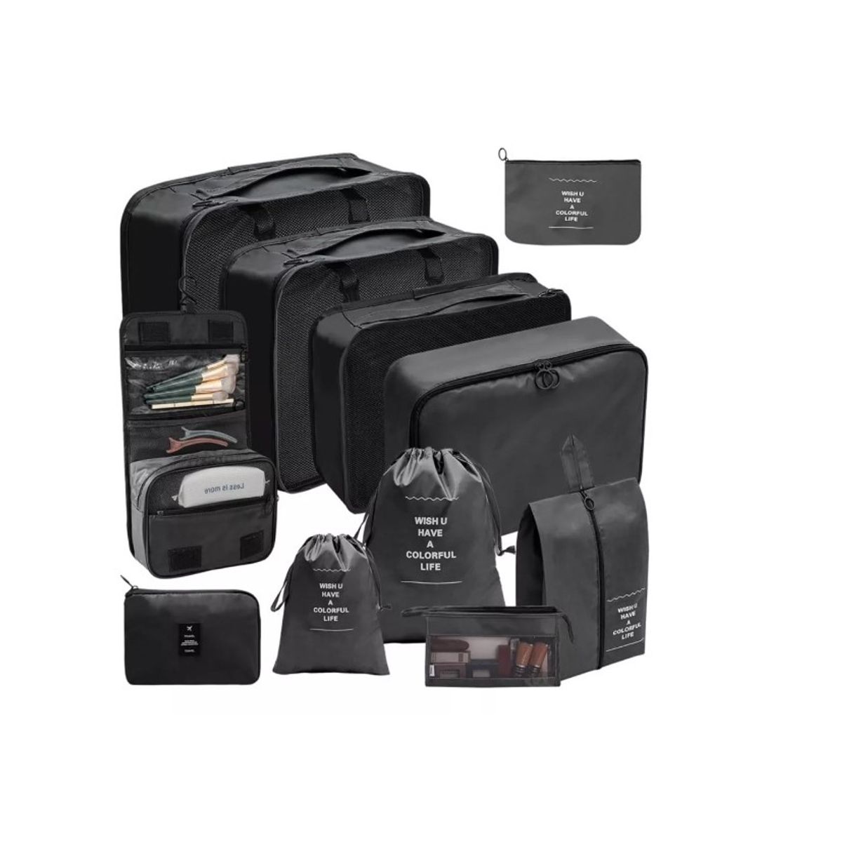 GENERICO - Set11 Organizadores De Equipaje De Viaje Bolsa Ropa Interior Negro