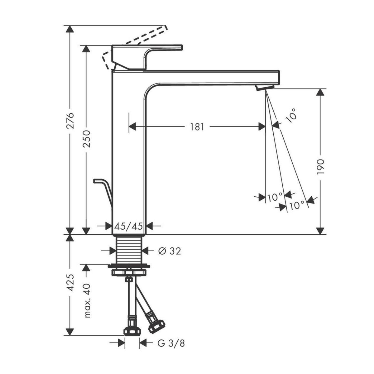HANSGROHE - Griferia de Lavamanos vernis Shape Monomando Externo Cromo