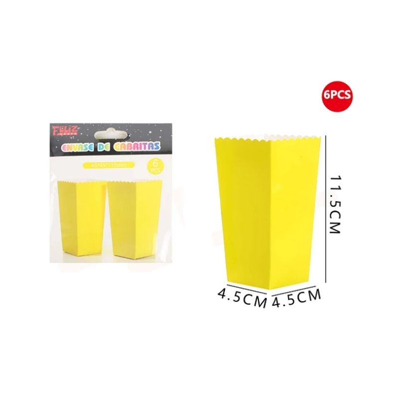 GENERICO - Cajas De Palomitas Amarillo 6Pcs