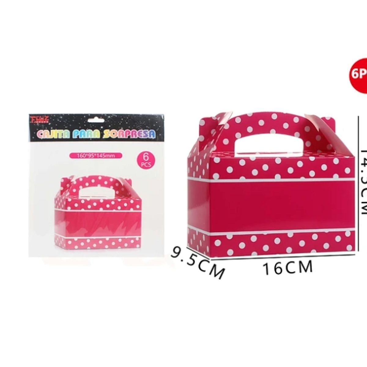 GENERICO - Cajas Para Sorpresas Fucsia 6Pcs