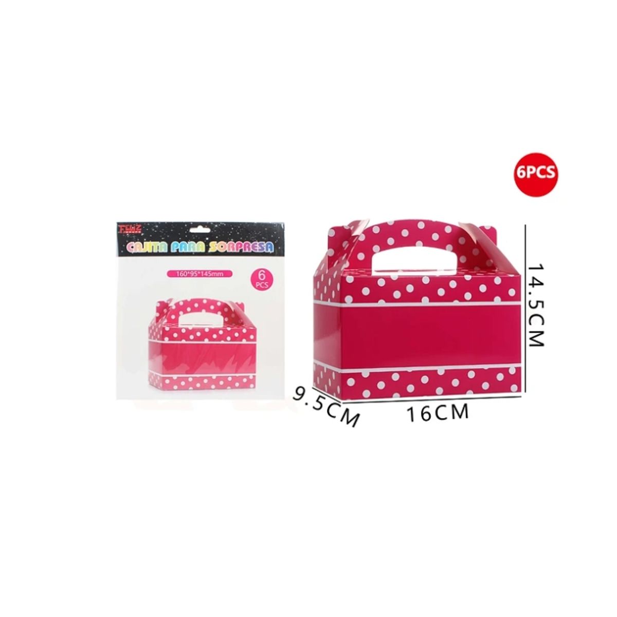 GENERICO - Cajas Para Sorpresas Fucsia 6Pcs