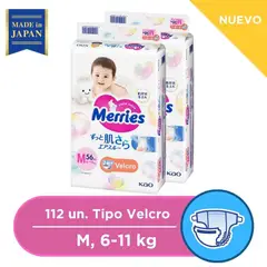 MERRIES - Pañales Velcro Super Jumbo M 56X2 PCS