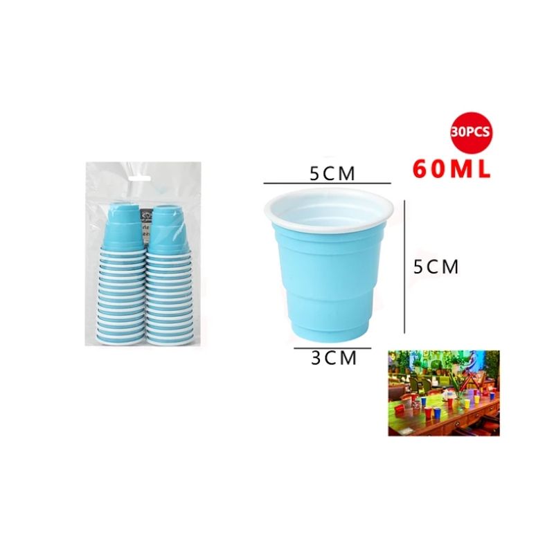GENERICO - Set De Vasos Plásticos Celeste 30 Pcs