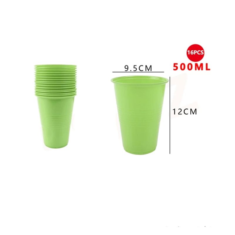 GENERICO - Vasos Plásticos Verde Claro 16 Pcs