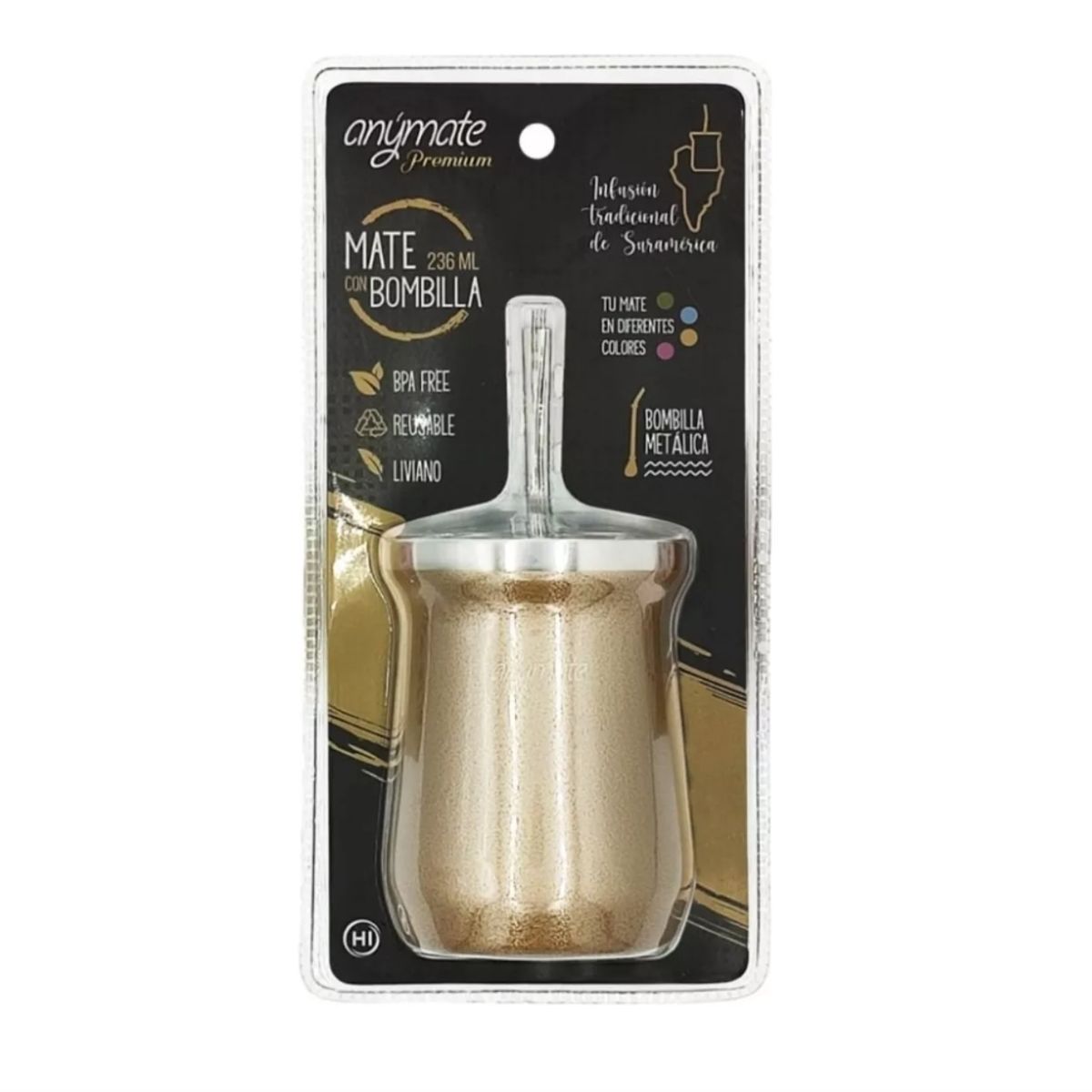 GENERICO - Mate 236ml Con Bombilla Anymate Premium Matero