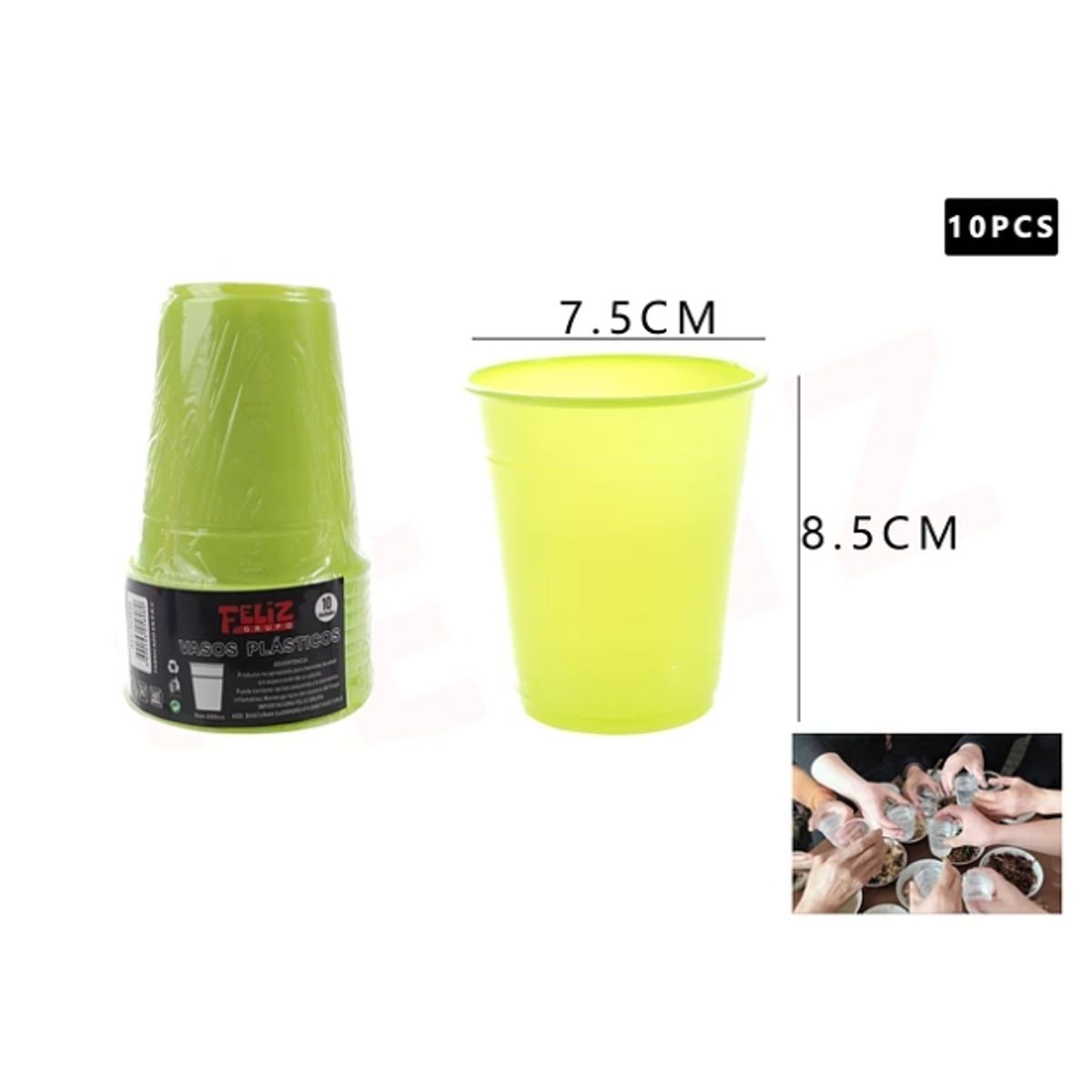 GENERICO - Vaso Plástico Verde 250 Ml 10Pcs