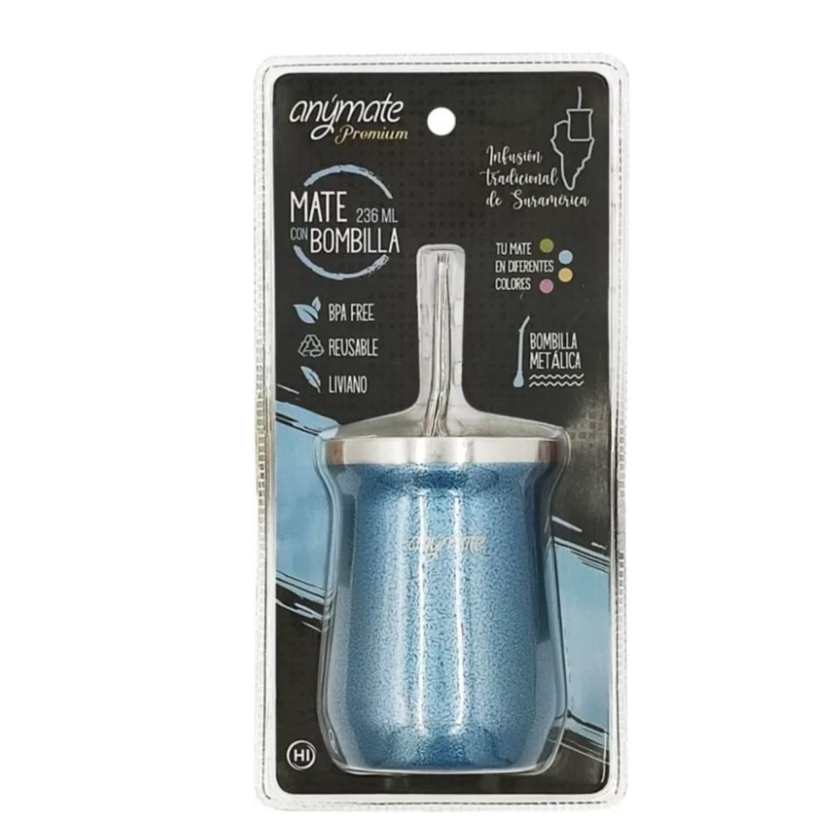 GENERICO - Mate 236ml Con Bombilla Anymate Premium Matero
