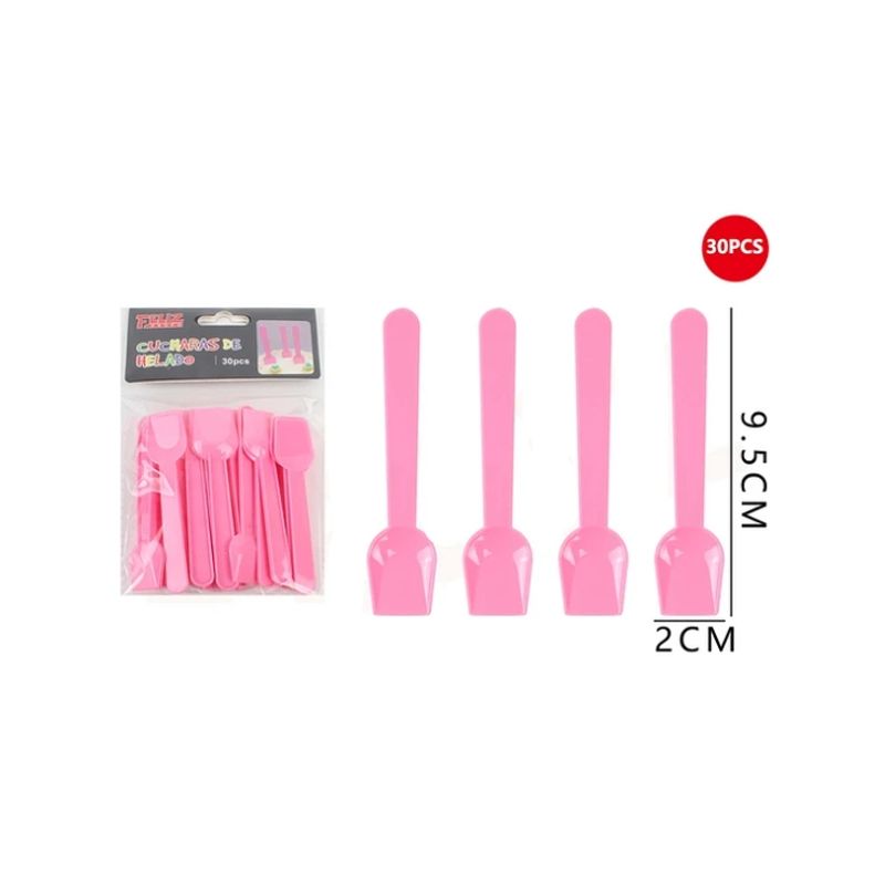 GENERICO - Cucharas De Helado Plásticas Rosada 30Pcs