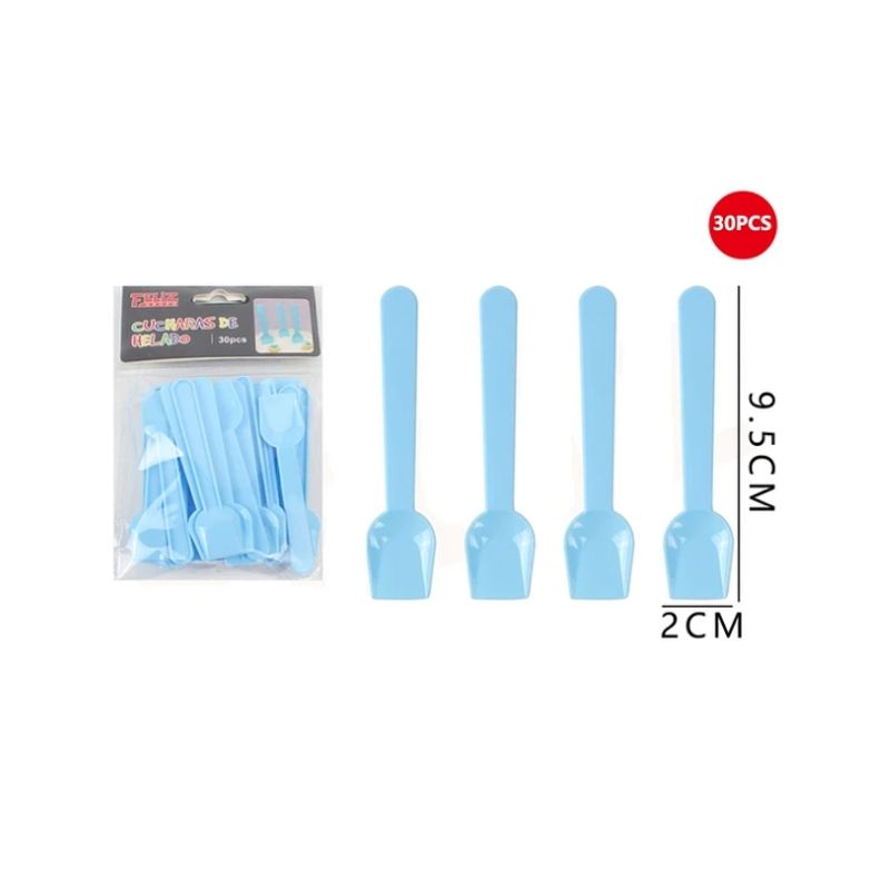 GENERICO - Cucharas De Helado Plásticas Celeste 30Pcs