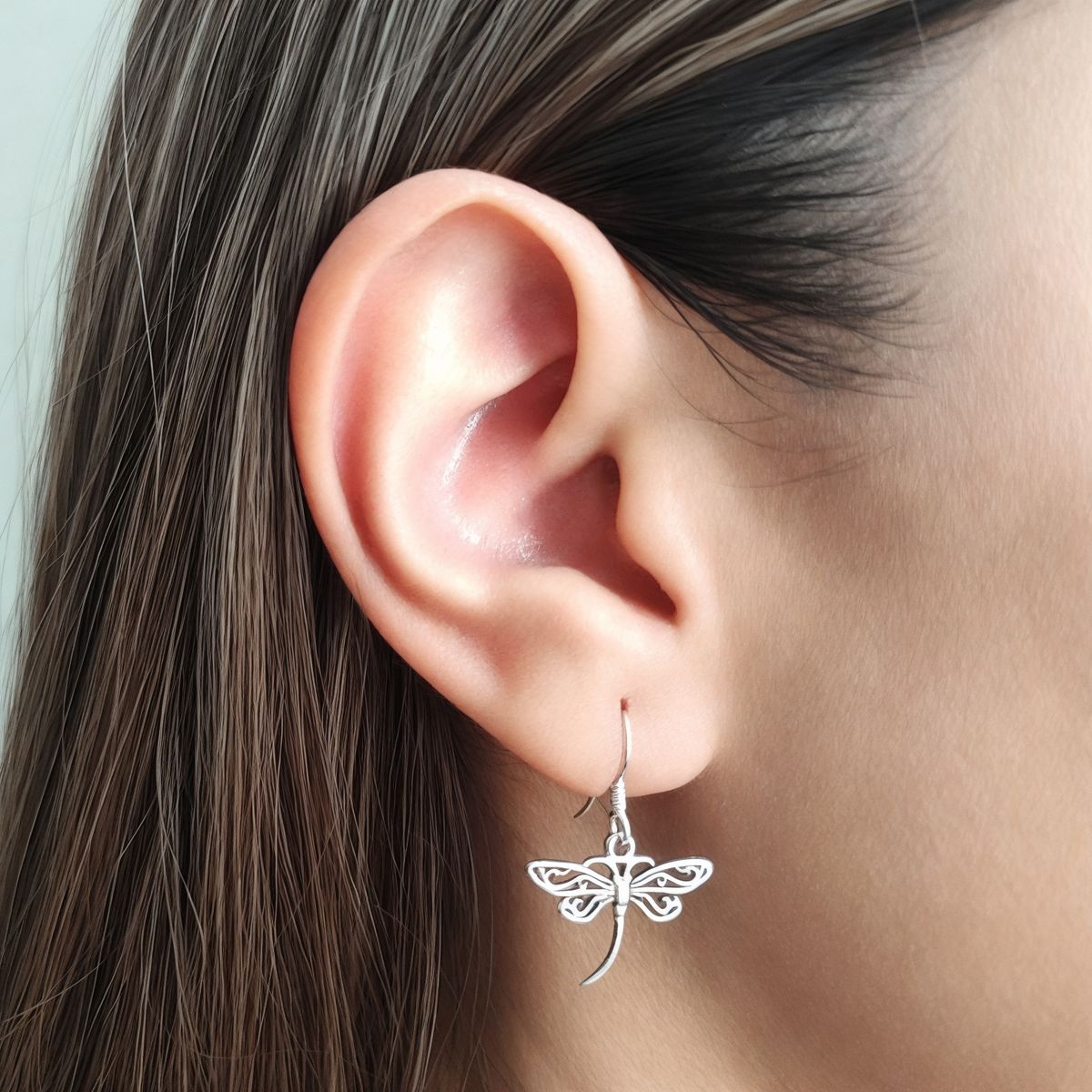 COGGIOLA - Aros Libélula Colgante Gancho Plata Fina 925