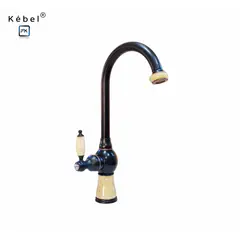 GENERICO - Llave Monomando Cocina Vintage Dark bronze Piedra Jade FK